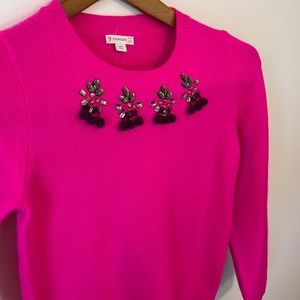 J Crewcuts girls sweater with jeweled and pom-pom embellishment